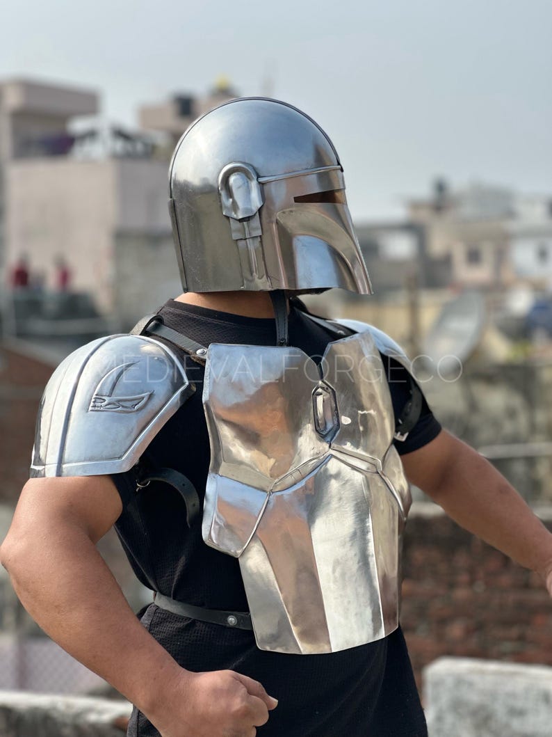 Mandalorian Inspired Beskar Armor Set for Sci-Fi Warrior LARP view 11
