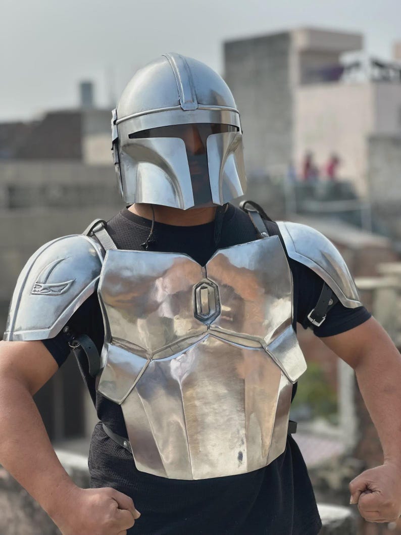 Mandalorian Elite Black Steel Sci-Fi Warrior Armor Set view 2