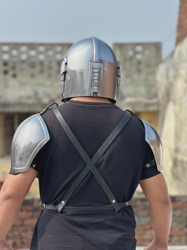 Mandalorian Elite Black Steel Sci-Fi Warrior Armor Set view 9