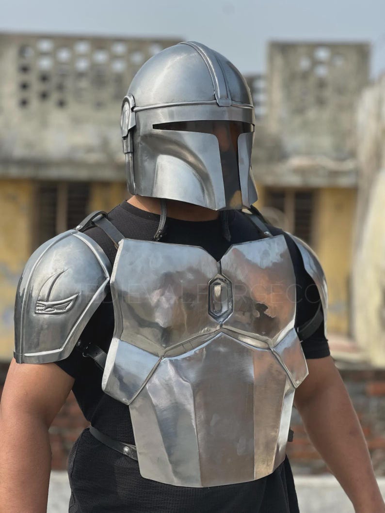 Mandalorian Elite Black Steel Sci-Fi Warrior Armor Set view 11