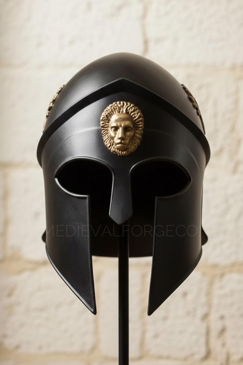 Black Spartan Gladiator Armor Set with Helmet and Roman Cuirass view 7