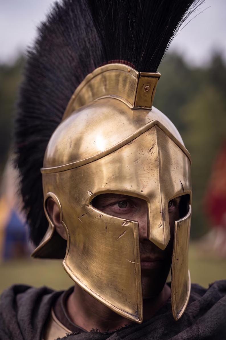 Spartan Greek Warrior Armor with Brass and Steel Full LARP Costume view 4