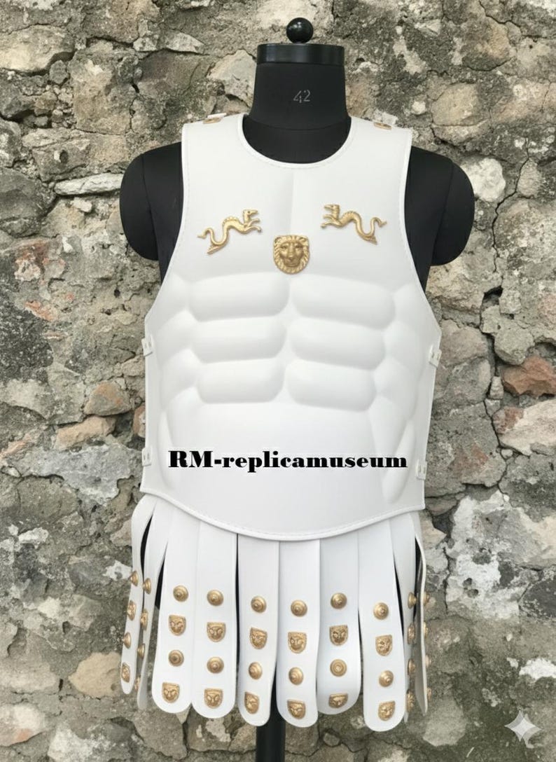 Medieval Leather Greek Muscle Armor Cuirass with Brass Accents for LARP view 6