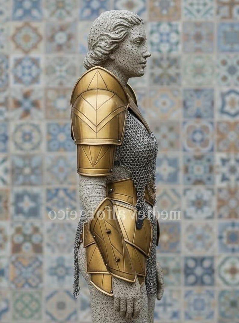 Medieval Female Knight Armor with Chainmail for LARP and Ren Faire Costume view 2
