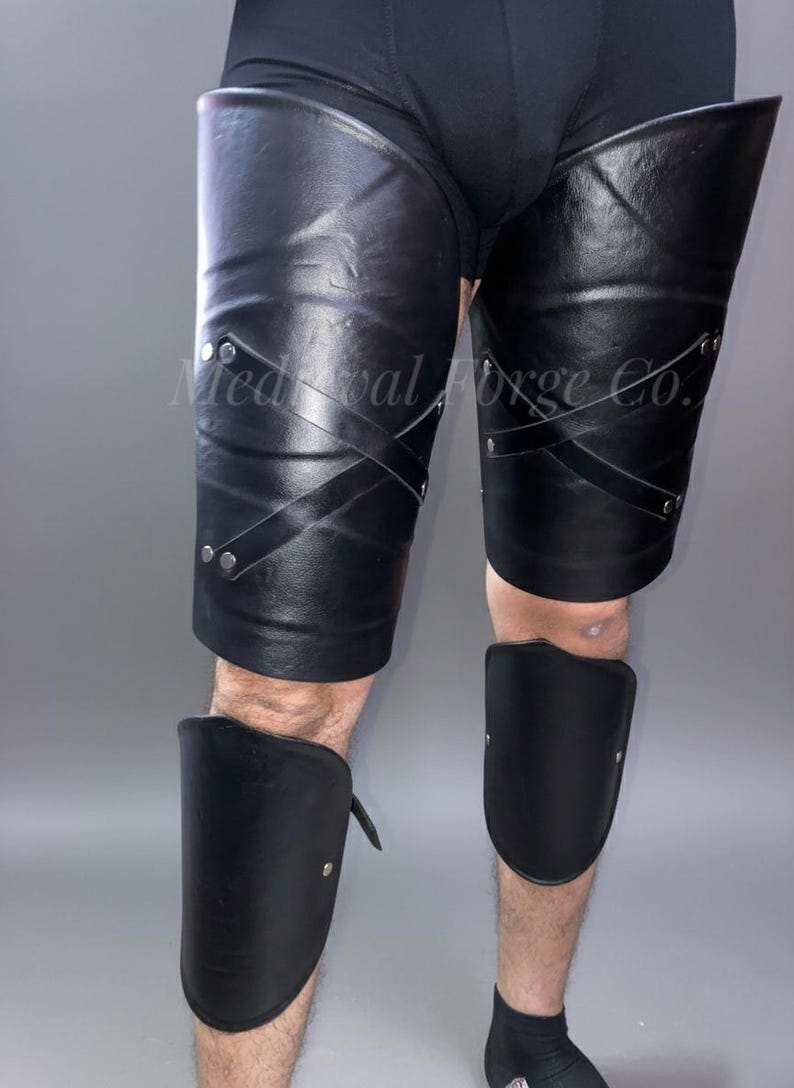 Handmade Black Leather Armor Set for Medieval LARP and Cosplay view 2