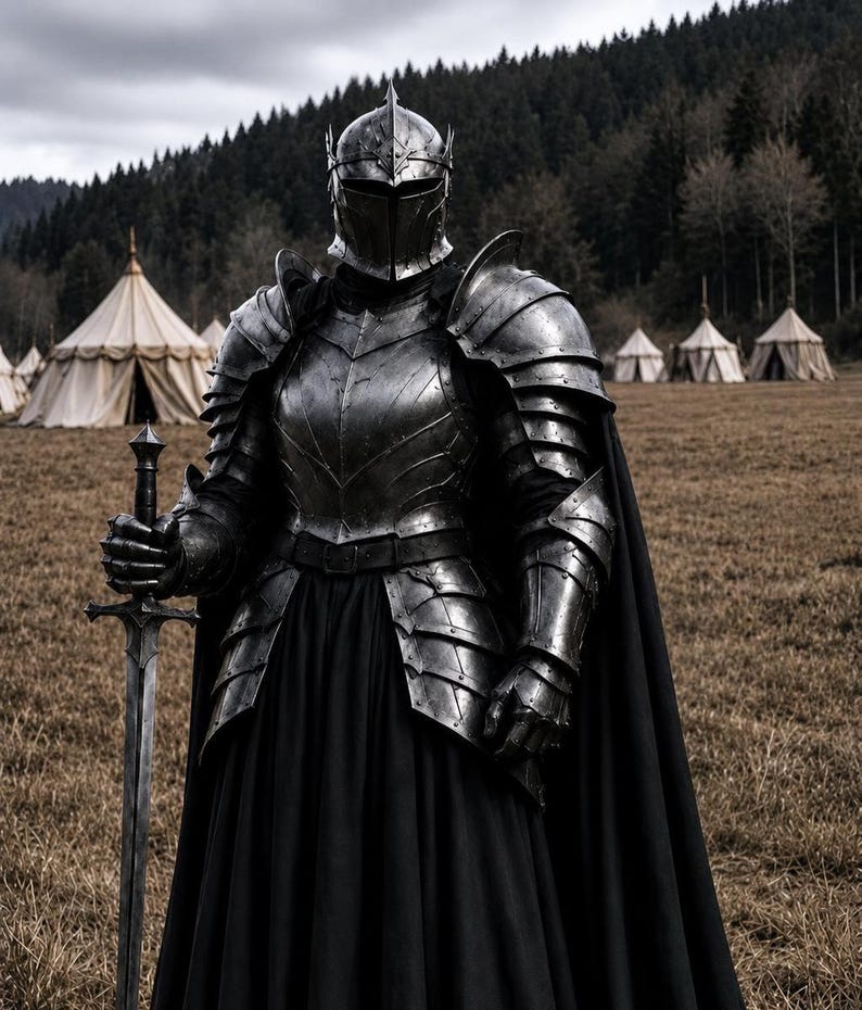 Dark Knight Gothic Full Plate Armor for LARP Costume view 4