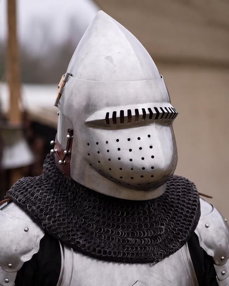Buhurt Knight Armor with Hounskull Helmet and SCA Steel Suit view 3