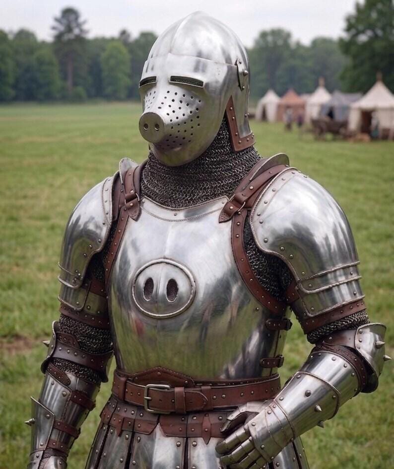 Medieval Pig Face Armor Suit with Bascinet for Buhurt and LARP view 7