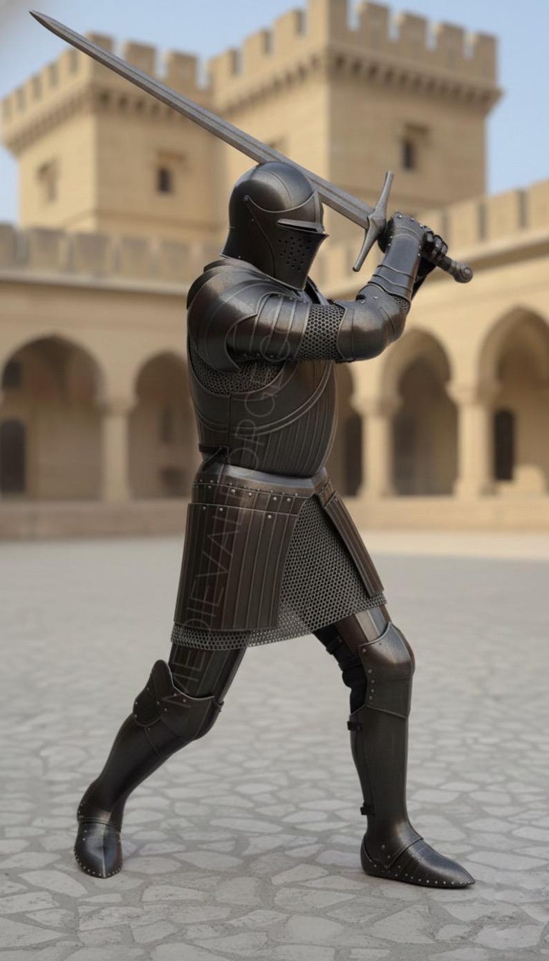 Handmade Medieval Full Plate Knight Armor for Reenactment and Display view 4