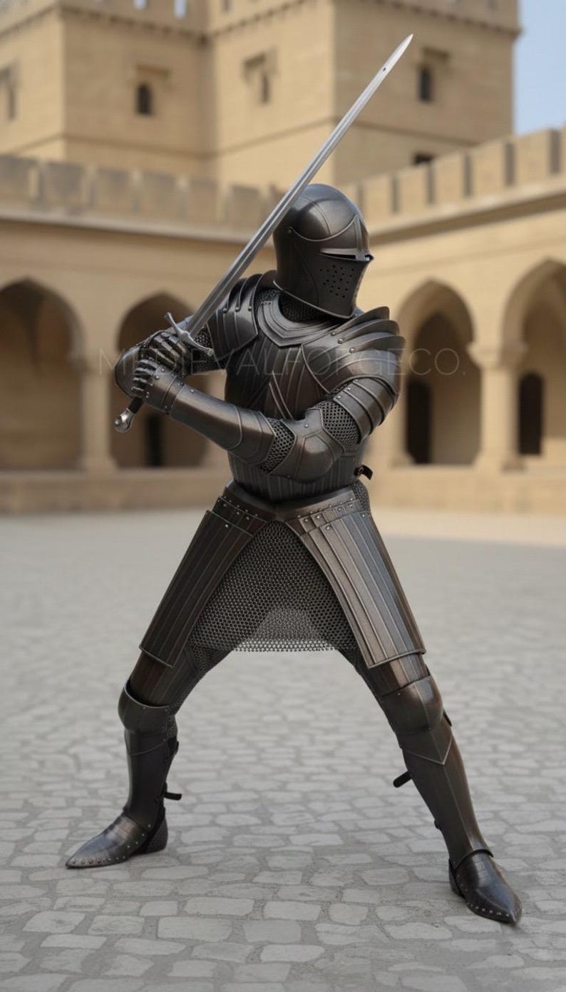 Handmade Medieval Full Plate Knight Armor for Reenactment and Display view 6