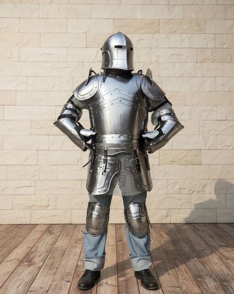 Barbuta Knight Armor Set with Handmade Steel for LARP and Display view 2
