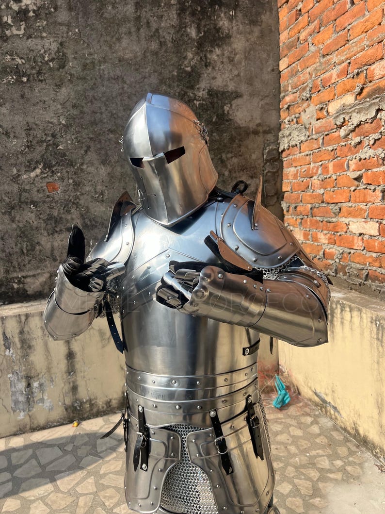 Barbuta Knight Armor Set with Handmade Steel for LARP and Display view 4