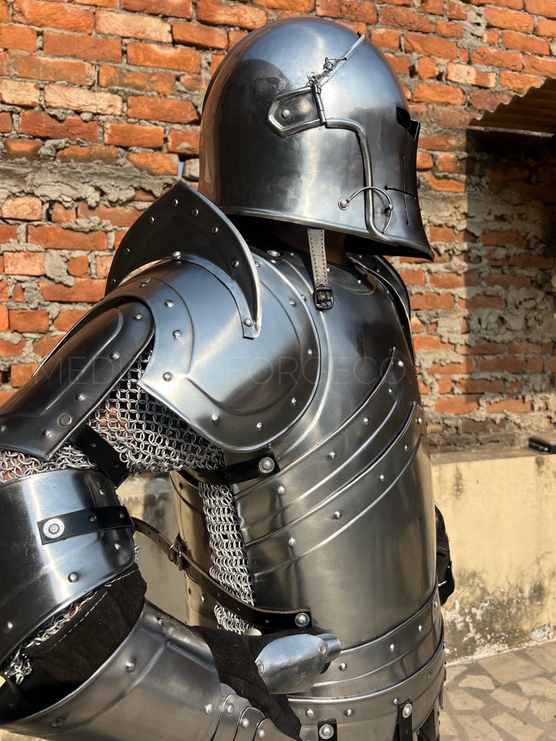 Barbuta Knight Armor Set with Handmade Steel for LARP and Display view 5