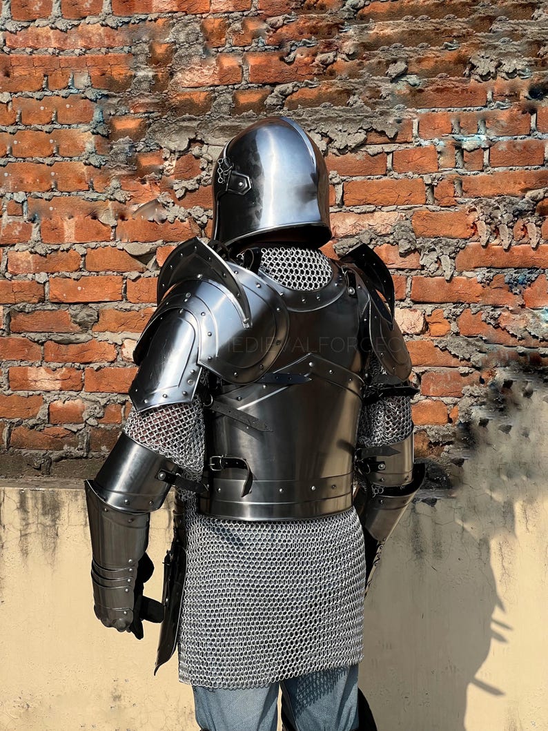 Barbuta Knight Armor Set with Handmade Steel for LARP and Display view 9