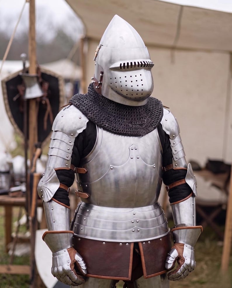Medieval Buhurt Combat Armor with Full Heavy Steel SCA HMB view 6