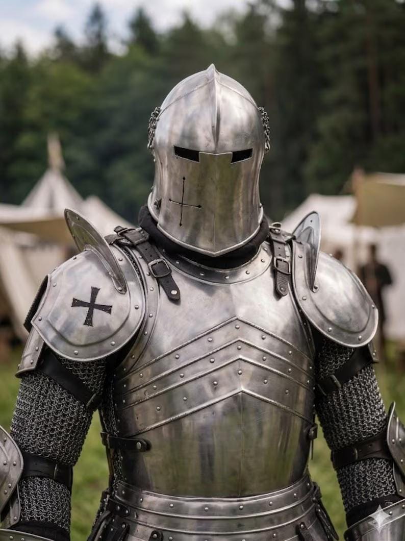 Barbuta Knight Armor Suit with Undercloth for Gothic Wearable Cosplay view 5