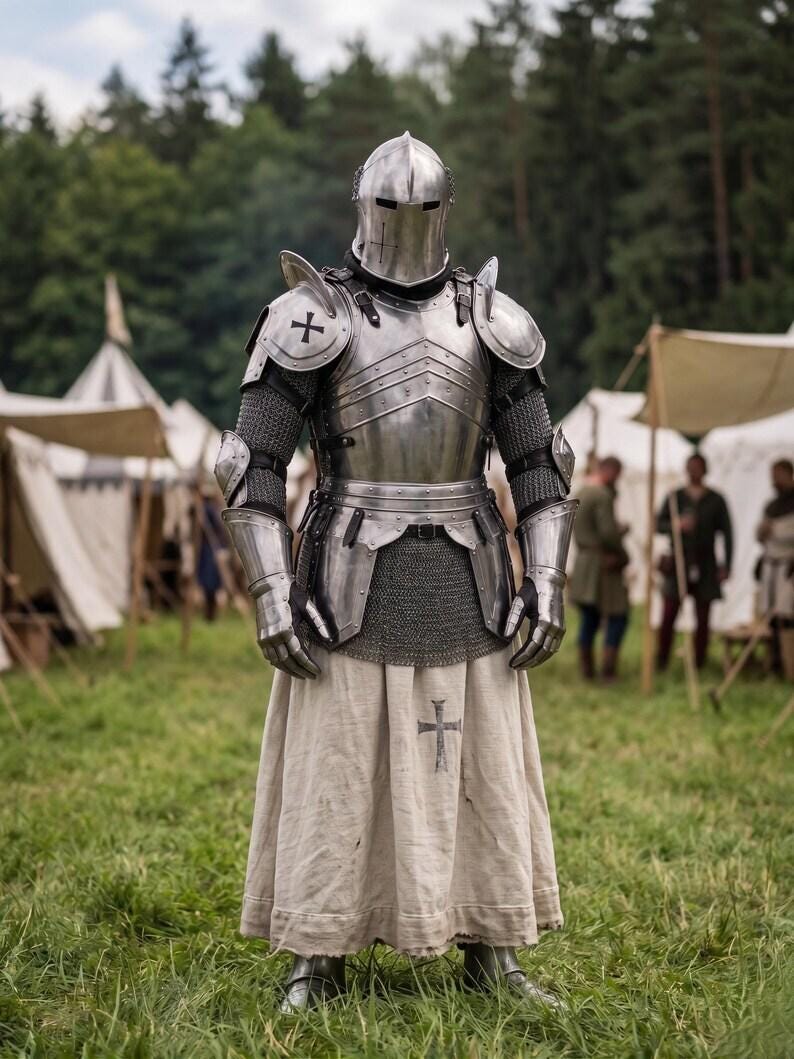 Barbuta Knight Armor Suit with Undercloth for Gothic Wearable Cosplay view 6