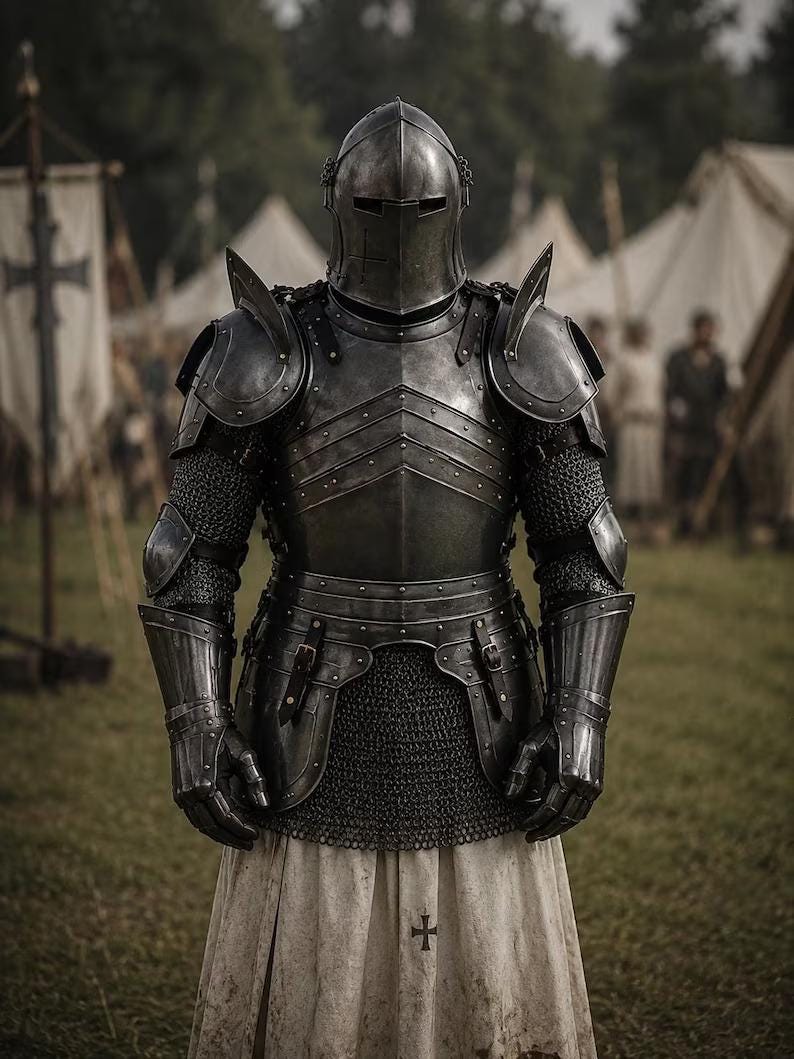 Barbuta Knight Armor Suit with Undercloth for Gothic Wearable Cosplay view 7