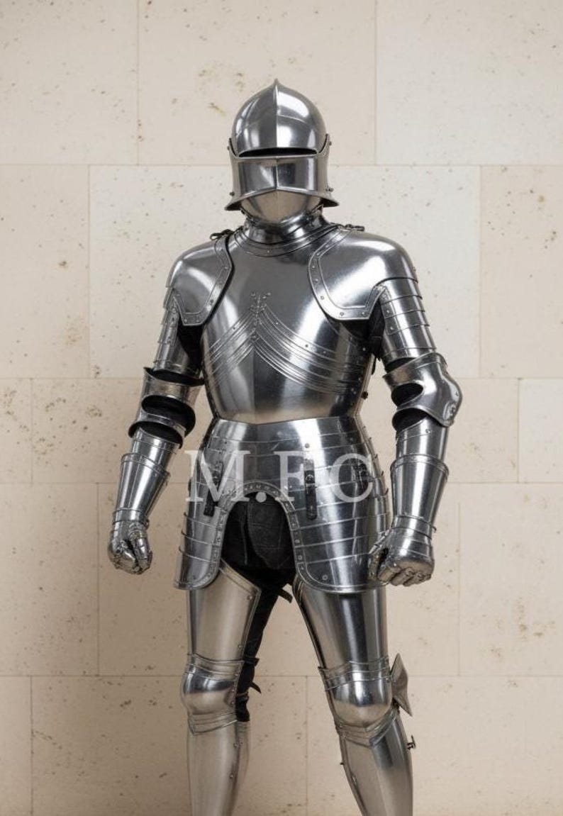 Medieval Knight Full Suit Steel Armor with Wearable Gothic LARP view 2