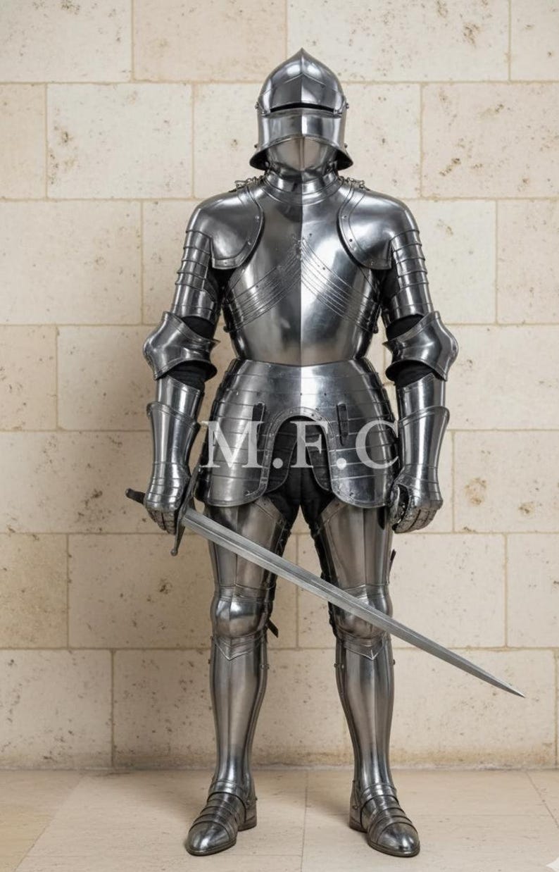 Medieval Knight Full Suit Steel Armor with Wearable Gothic LARP view 4