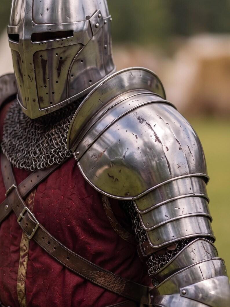 Templar Knight Armor Suit with Crusader Steel Gothic LARP Costume view 2