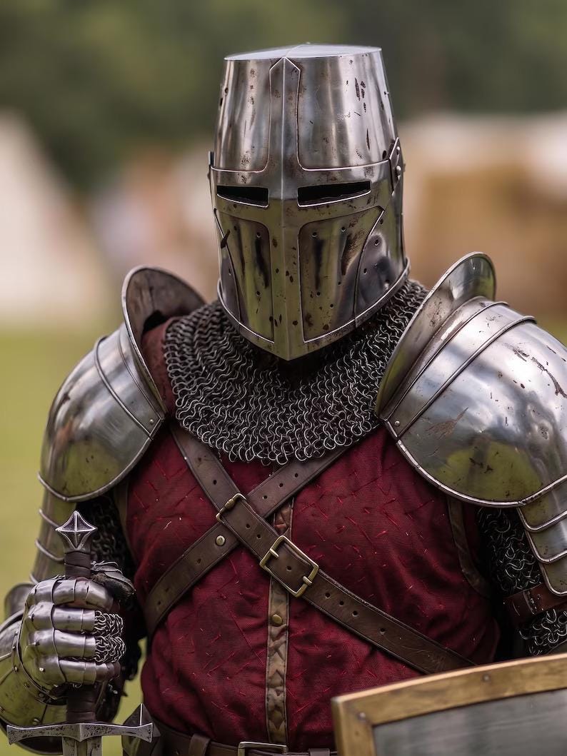 Templar Knight Armor Suit with Crusader Steel Gothic LARP Costume view 3