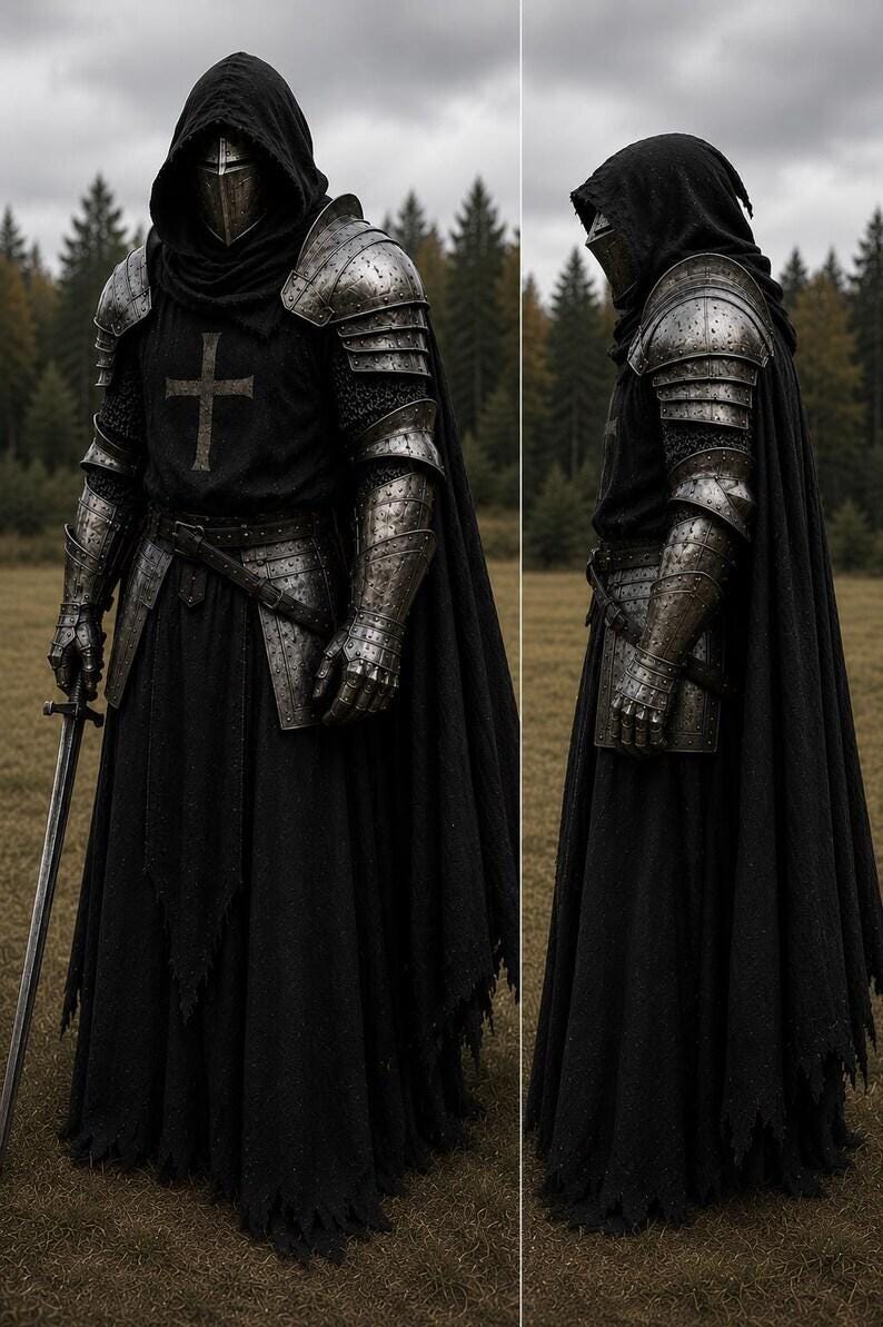 Medieval Knight Templar Crusader Heavy Steel Armor for LARP Wearable view 2