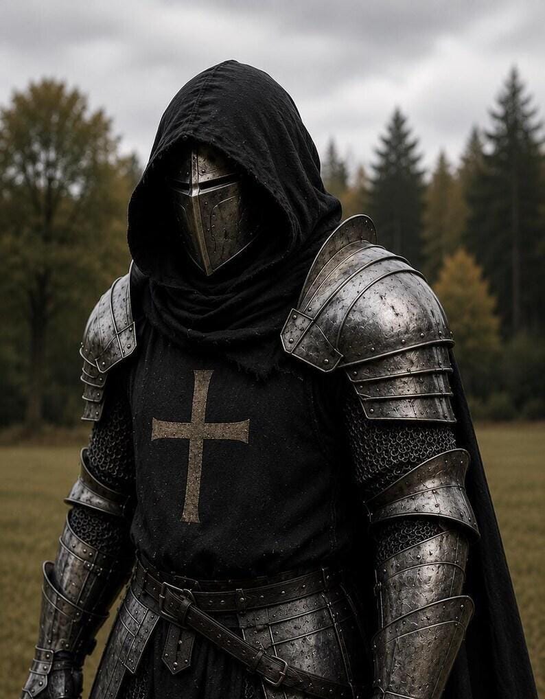 Medieval Knight Templar Crusader Heavy Steel Armor for LARP Wearable view 7
