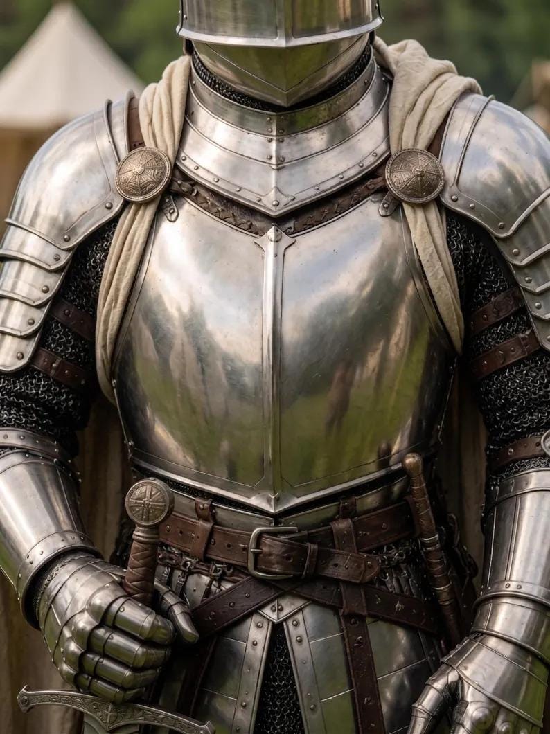 Medieval Knight Armor with Gothic LARP Renaissance Crusader Wearable view 4