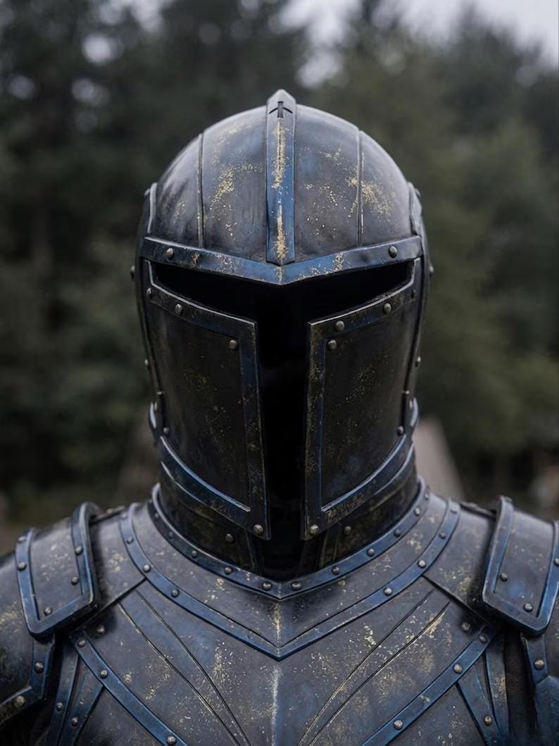Medieval Knight Wearable Armor with Gothic Steel and Leather Full Body view 2