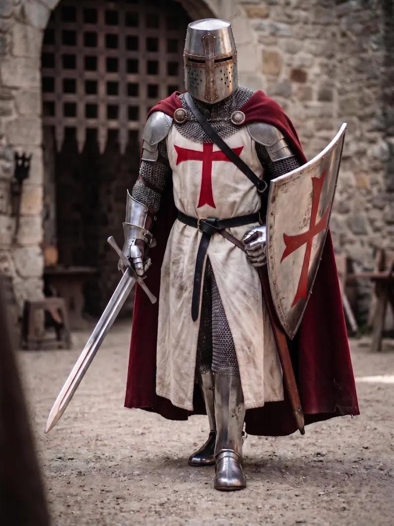 Medieval Templar Crusader Knight Armor with Wearable LARP Renaissance view 5