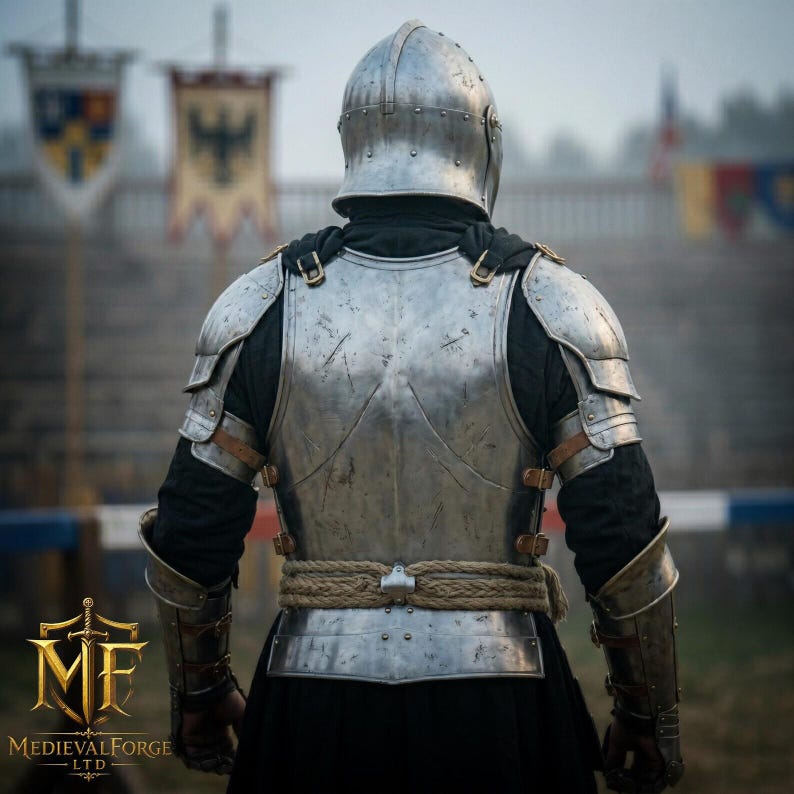 Medieval Knight Armor Suit with Wearable Steel Crusader Full Body LARP view 3