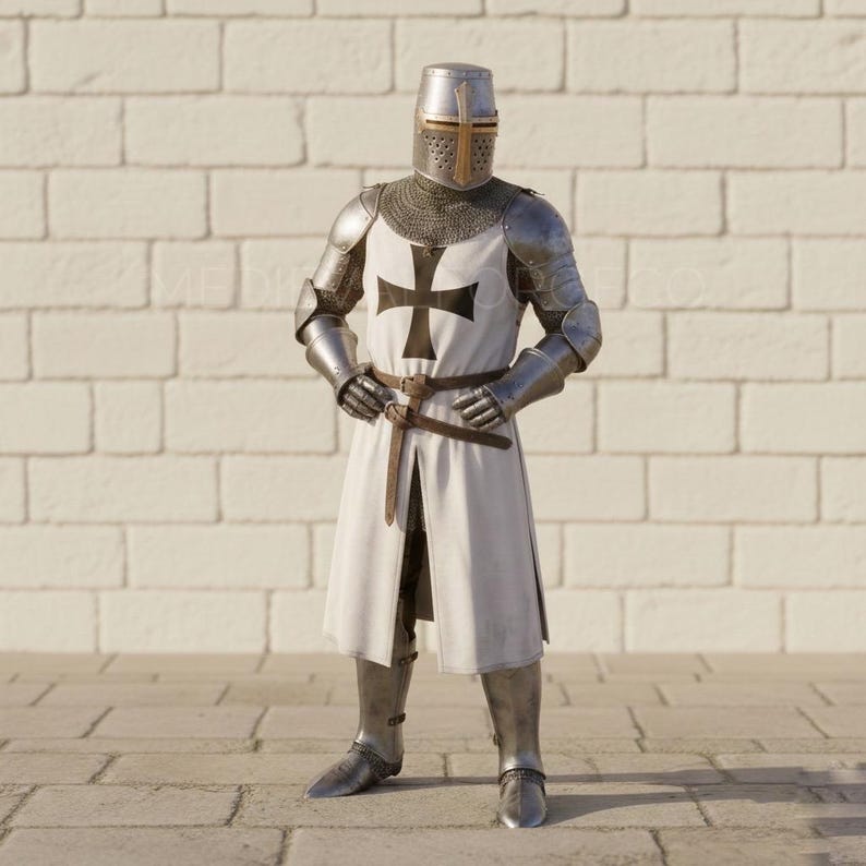 Iron Templar Crusader Armor Set with Handmade Steel and Chainmail view 3
