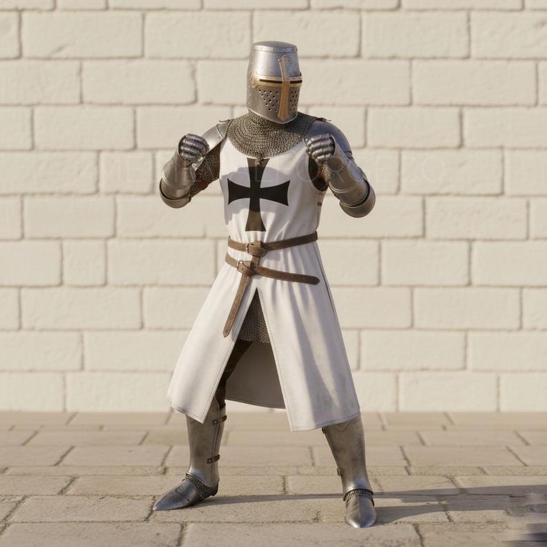 Iron Templar Crusader Armor Set with Handmade Steel and Chainmail view 4