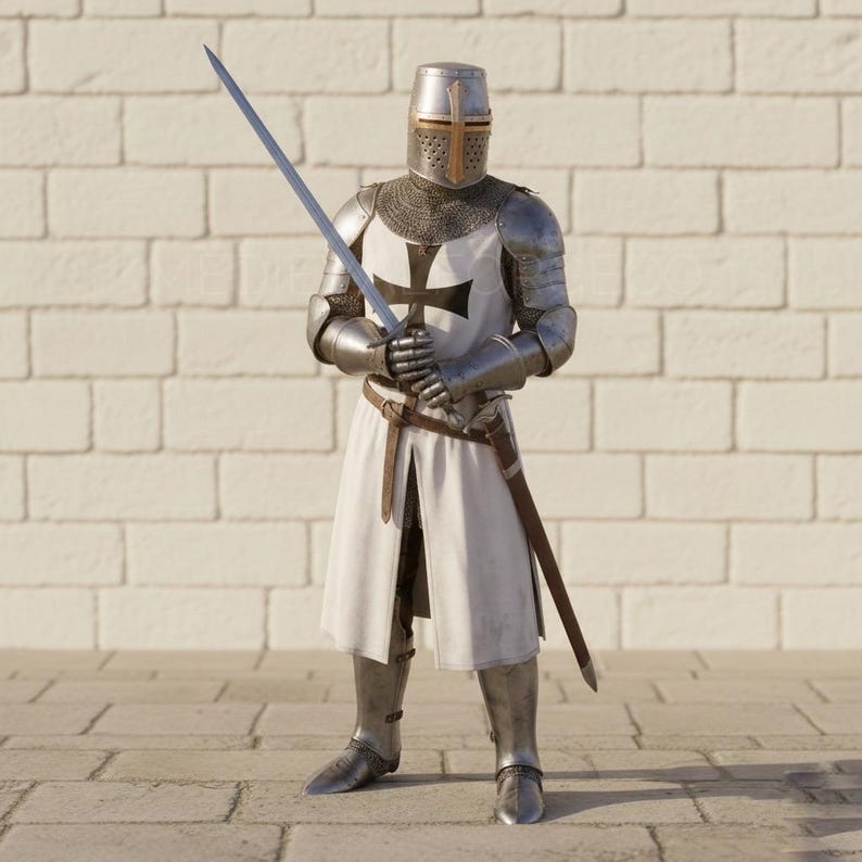 Iron Templar Crusader Armor Set with Handmade Steel and Chainmail view 6