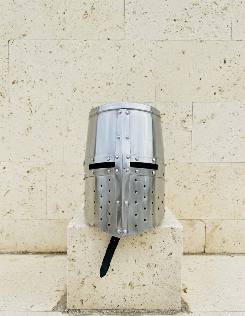 Handmade Steel Knight Armor with Wearable Crusader LARP Battle view 3