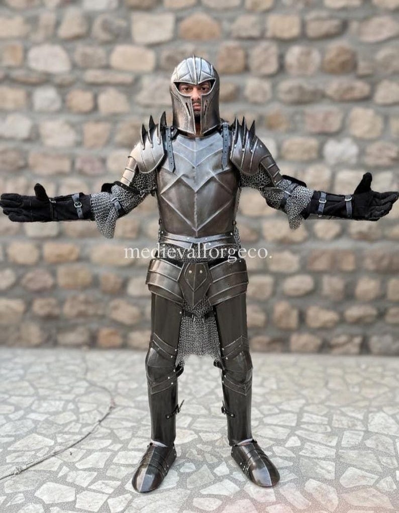 Handmade Medieval Steel Full Body Armor Suit with Gothic Knight LARP view 20