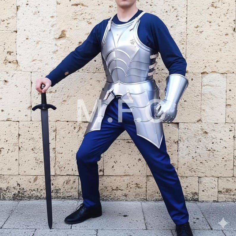 Handmade Steel Medieval Knight Armor Set with Full Body Cosplay view 9
