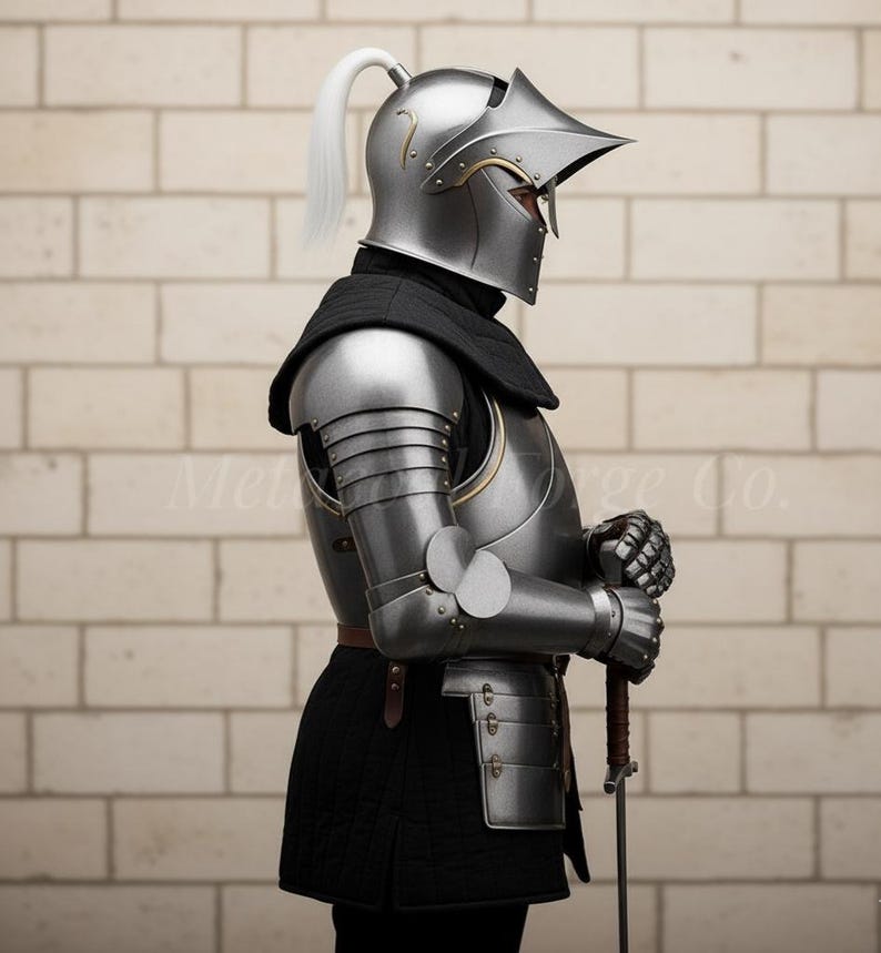 Handmade 15th Century Gothic Full Plate Armor with Wearable Steel view 3
