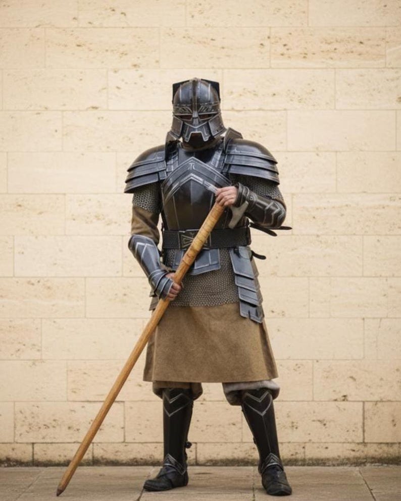 Templar Guardian Armor with Medieval Knight Crusader Full Body Steel view 3