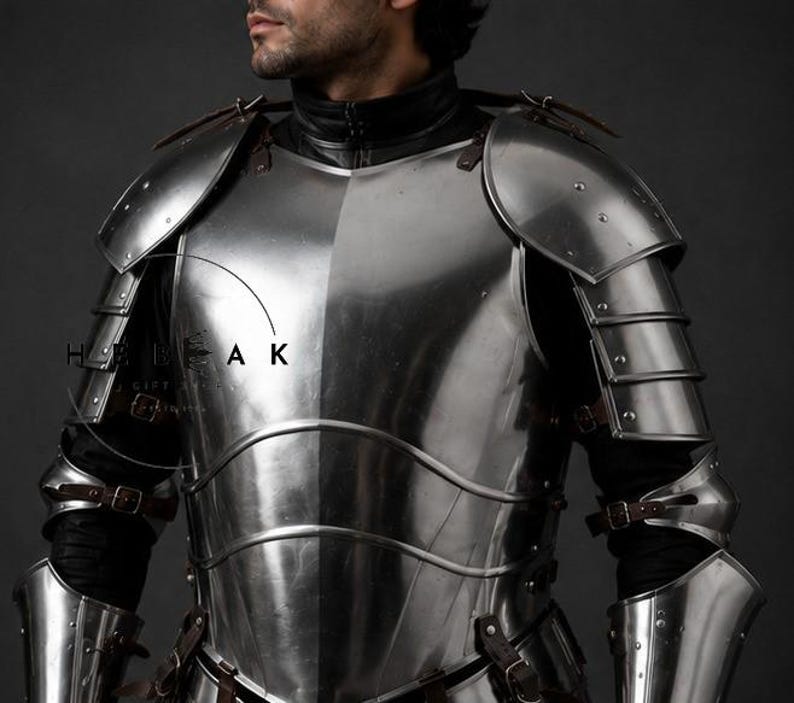 Medieval Knight Full Body Steel Plate Armor for Renaissance LARP Costume view 2