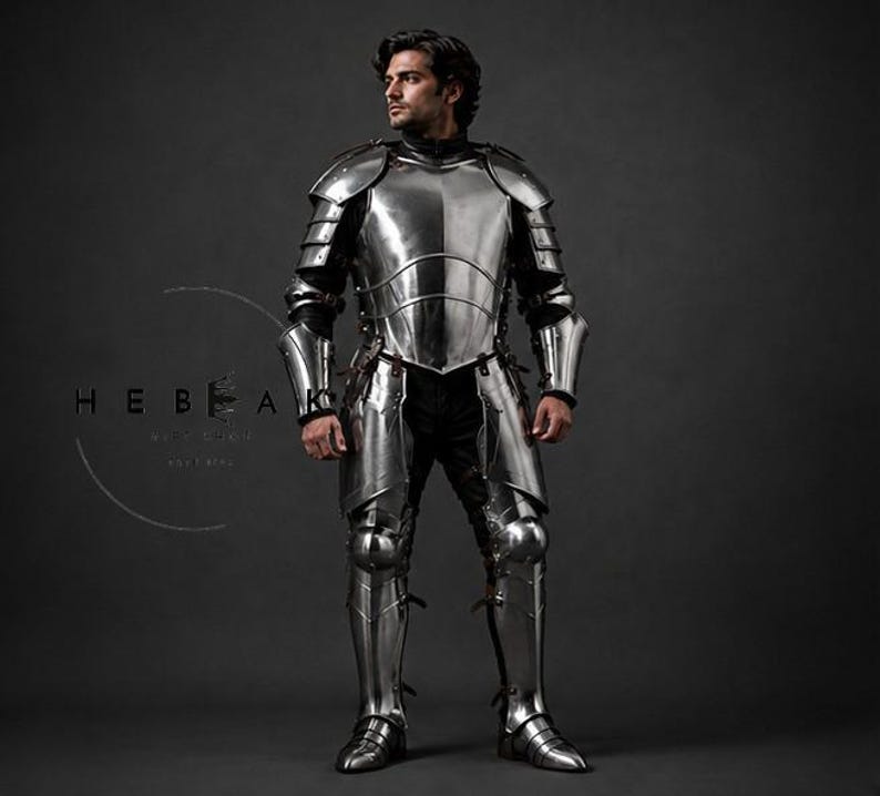 Medieval Knight Full Body Steel Plate Armor for Renaissance LARP Costume view 3