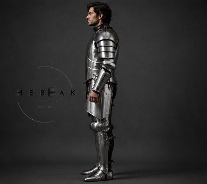 Medieval Knight Full Body Steel Plate Armor for Renaissance LARP Costume view 5