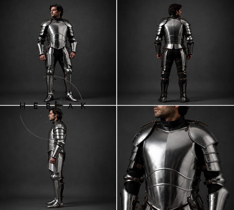 Medieval Knight Full Body Steel Plate Armor for Renaissance LARP Costume view 6