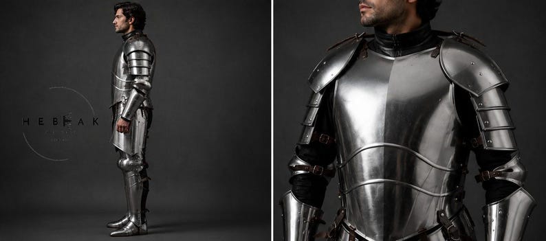 Medieval Knight Full Body Steel Plate Armor for Renaissance LARP Costume view 7