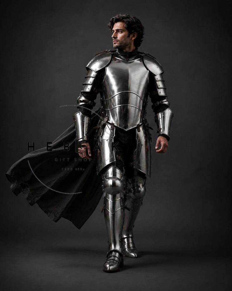 Medieval Knight Full Body Steel Plate Armor for Renaissance LARP Costume view 13