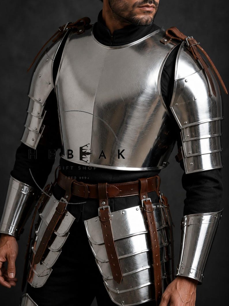 Medieval Knight Full Body Steel Plate Armor for Reenactment and Cosplay view 2