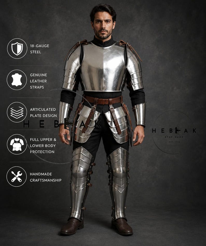 Medieval Knight Full Body Steel Plate Armor for Reenactment and Cosplay view 6