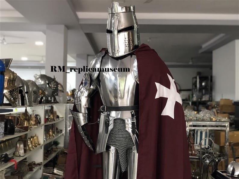 Crusader Full Suit of Armor with Wearable 18-Gauge Steel for Reenactment view 3