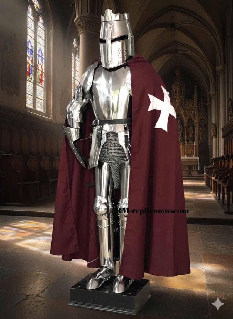 Crusader Full Suit of Armor with Wearable 18-Gauge Steel for Reenactment view 8